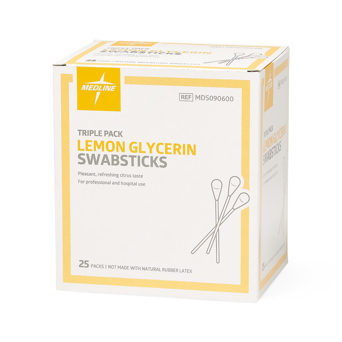 Medline Lemon Glycerin Swabstick 3 Pack 4" (10 Cm)