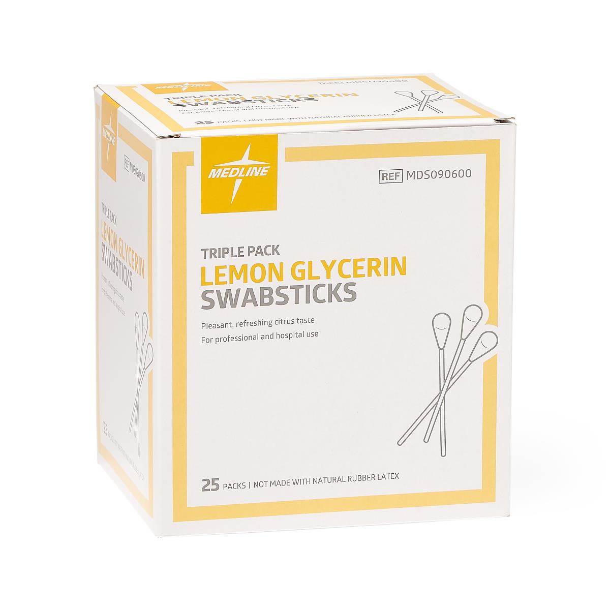 Medline Lemon Glycerin Swabstick 3 Pack 4" (10 Cm)