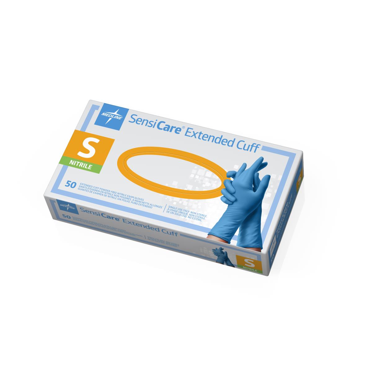Sensicare Powder-free Nitrile Glove With 12" Extended Length Cuff Large Latex-free Blue
