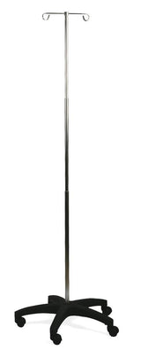 Medline Aluminum Foldable 5-Leg IV Pole, 2 Hooks