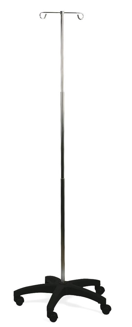 Medline Aluminum Foldable 5-Leg IV Pole, 2 Hooks