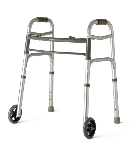 Medline Youth Two-Button Folding Walkers with 5" Wheels - BeHope