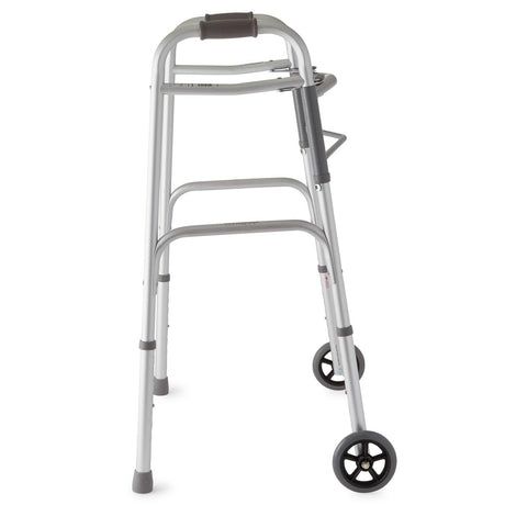 Walker Two-button Folding Adjustable W/5" Front Wheels Adult