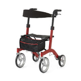 Medline European-style Aluminum Rollator W/storage Bag, 300lb Capacity,red