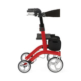 Medline European-style Aluminum Rollator W/storage Bag, 300lb Capacity,red