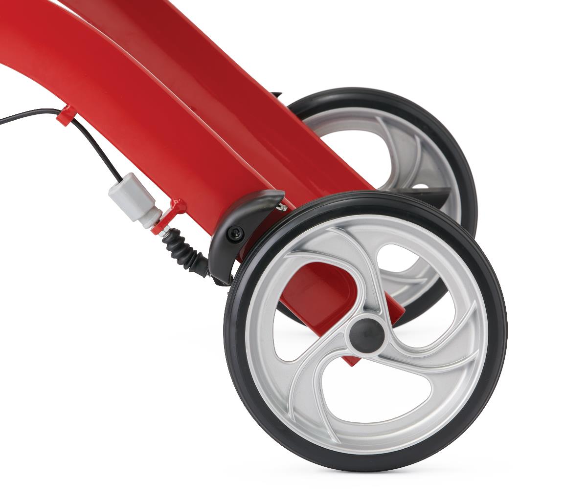 Medline European-style Aluminum Rollator W/storage Bag, 300lb Capacity,red