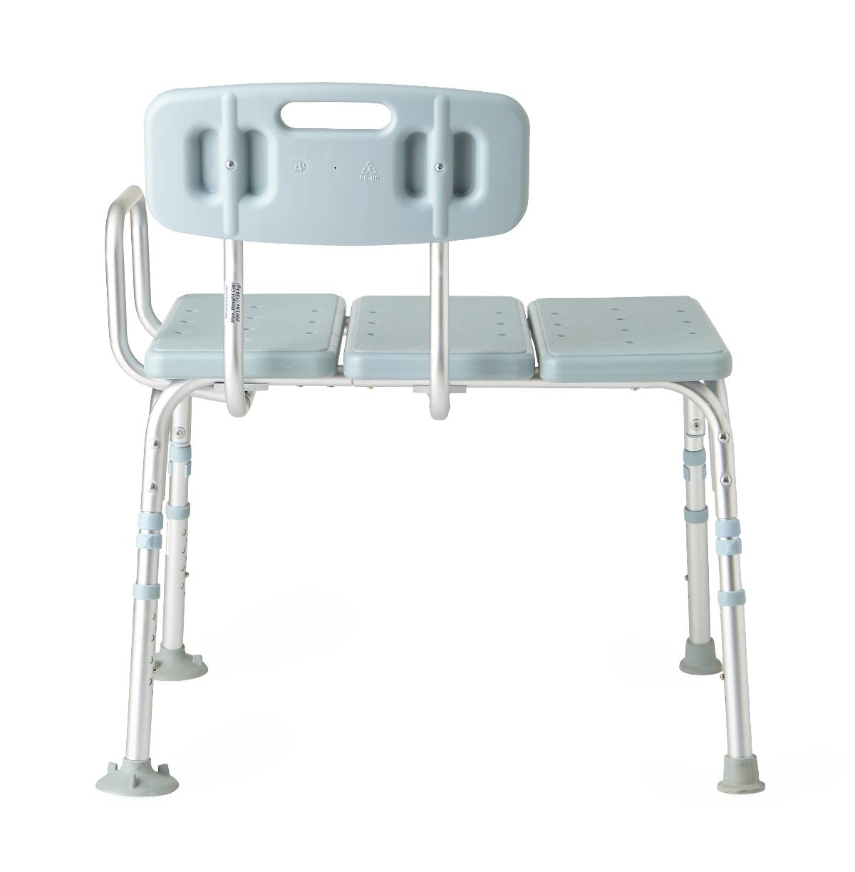 Medline Aluminum Bath Transfer Bench With Back Microban Treated