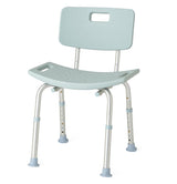 Medline Aluminum Bath/shower Chair With Back, Microban Treated Lt-blueplastic Seat & Back, Retail Box Knockdown, 300lb Capacity
