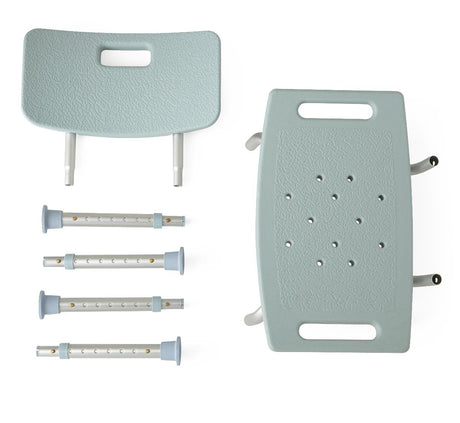 Medline Aluminum Bath/shower Chair With Back, Microban Treated Lt-blueplastic Seat & Back, Retail Box Knockdown, 300lb Capacity