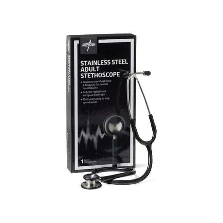 Stethoscope Elite Dual Head Stainless Steel 22" Length Black Each
