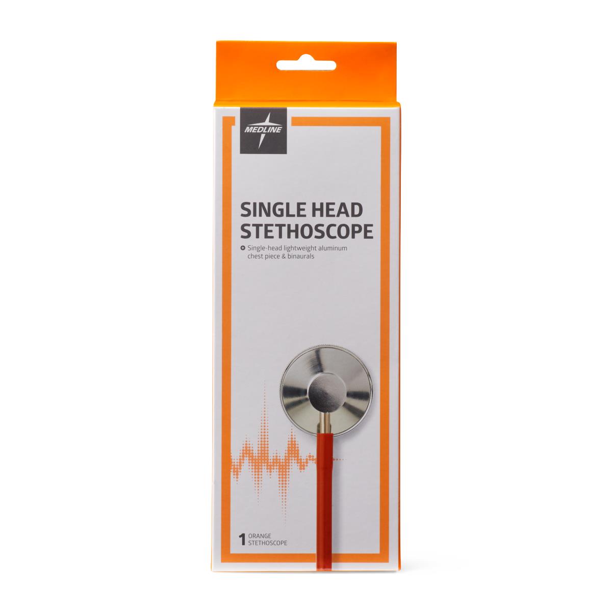 Stethoscope Lightweight Single Head Thick Walled Orange 22" Tubing