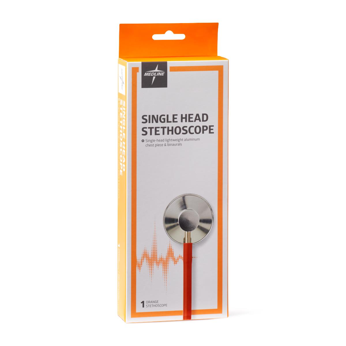 Stethoscope Lightweight Single Head Thick Walled Orange 22" Tubing