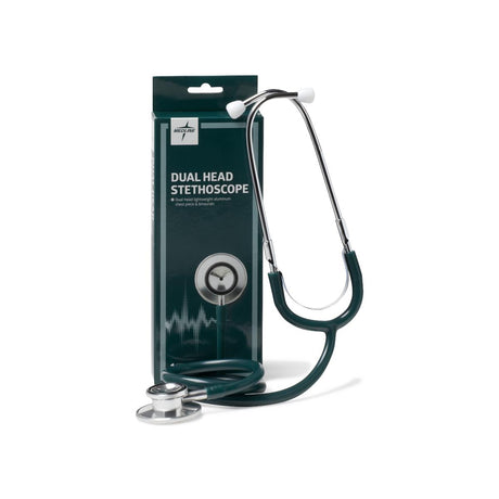 Stethoscope Light Weight Thick Walled Dual Head Silver Chestpiece 22"tube Hunter Green Each