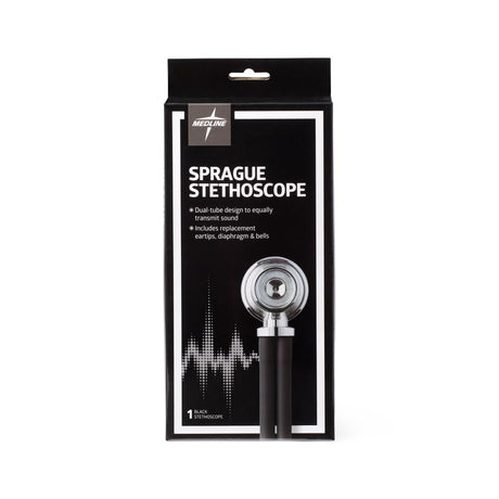 Stethoscope Sprague Rappaport Kit Dual-tube Eartip Large & Small Diaphragm And Adult Pediatric Infant Bell Black Each