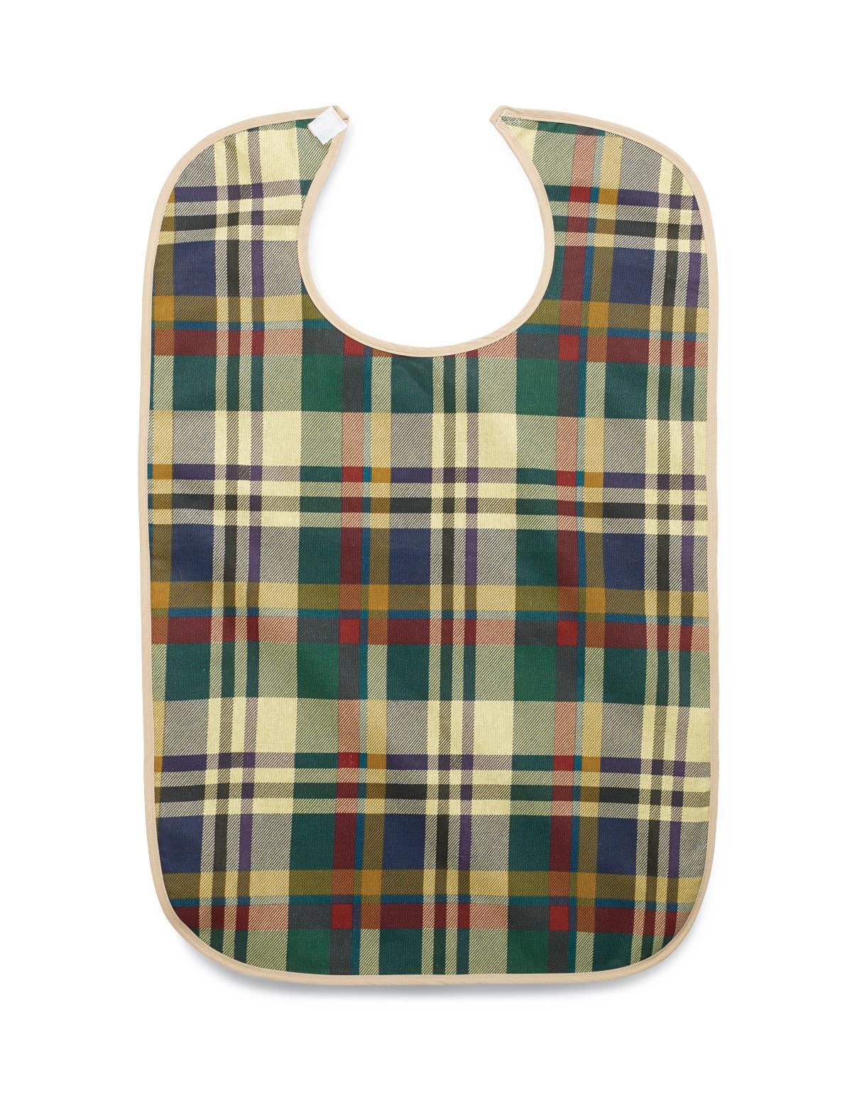 Feeding Bib With Velcro Closure 21" X 33" Plaid Cloth Facing