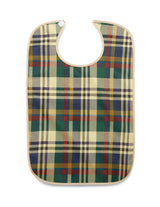 Feeding Bib With Velcro Closure 21" X 33" Plaid Cloth Facing
