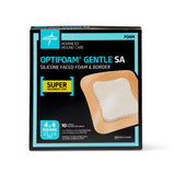Optifoam Gentle Foam Dressing With Silicone Adhesive Face And Border & Super Absorbent Core 10cm X 10cm Box/10 Each