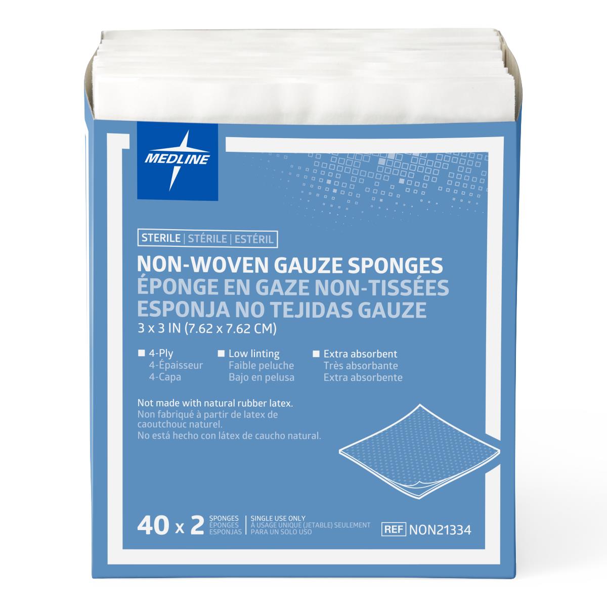 Medline Sterile Non-woven Gauze Sponge, 2-Pack