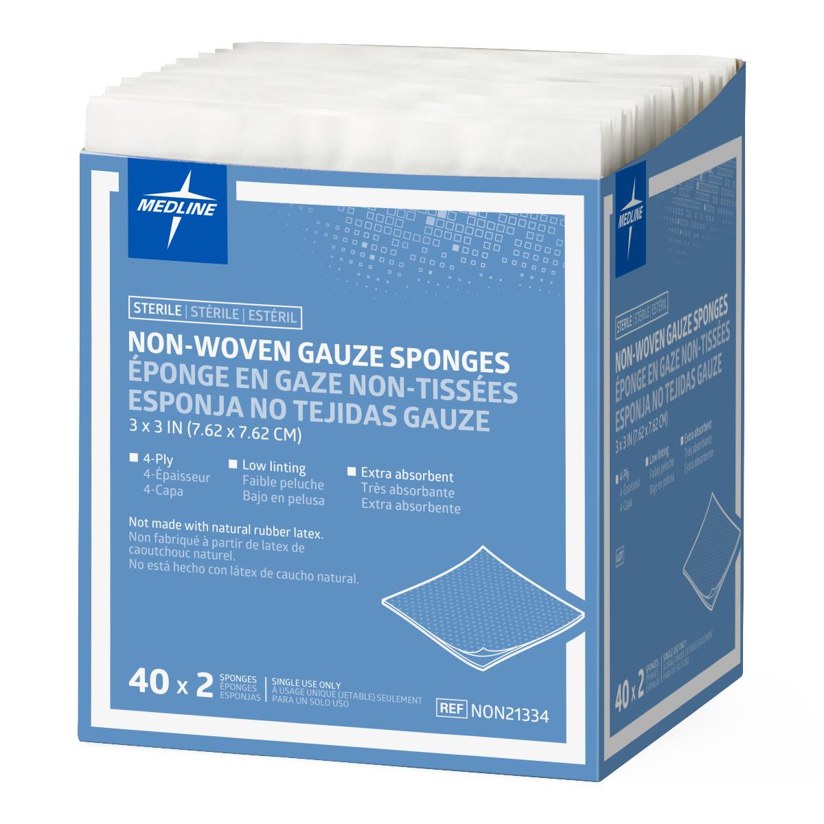 Medline Sterile Non-woven Gauze Sponge, 2-Pack