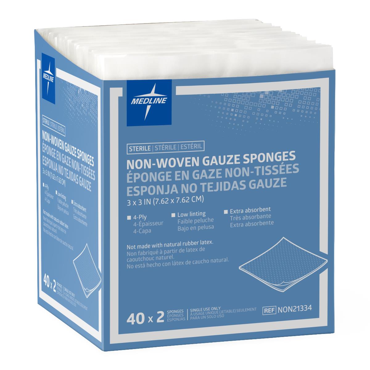 Medline Sterile Non-woven Gauze Sponge, 2-Pack