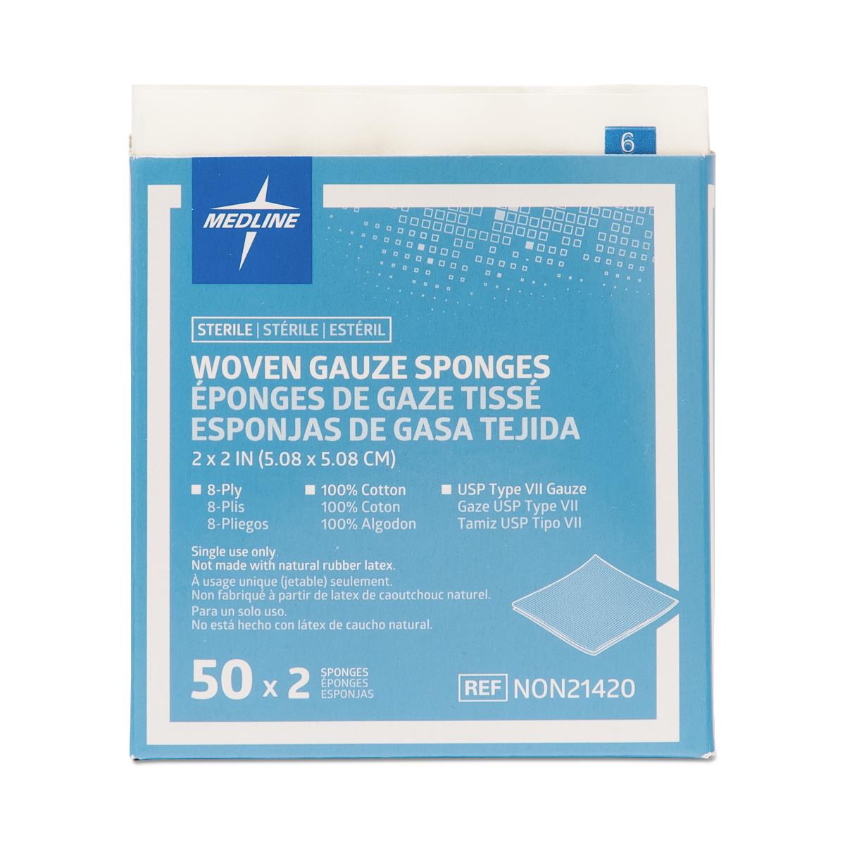 Medline Sterile 100% Cotton Woven Gauze Sponge