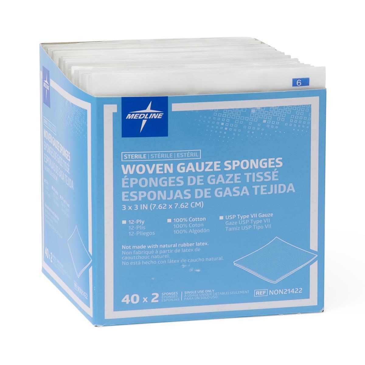 Medline Sterile 100% Cotton Woven Gauze Sponge
