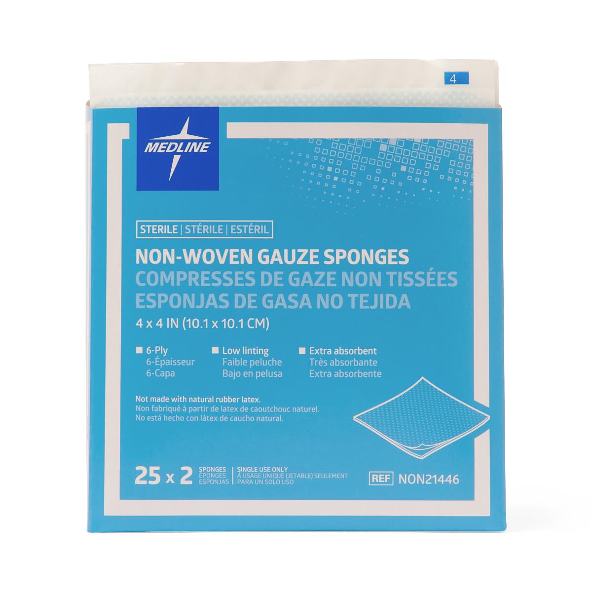 Medline Sterile Non-woven Gauze Sponge, 2-Pack