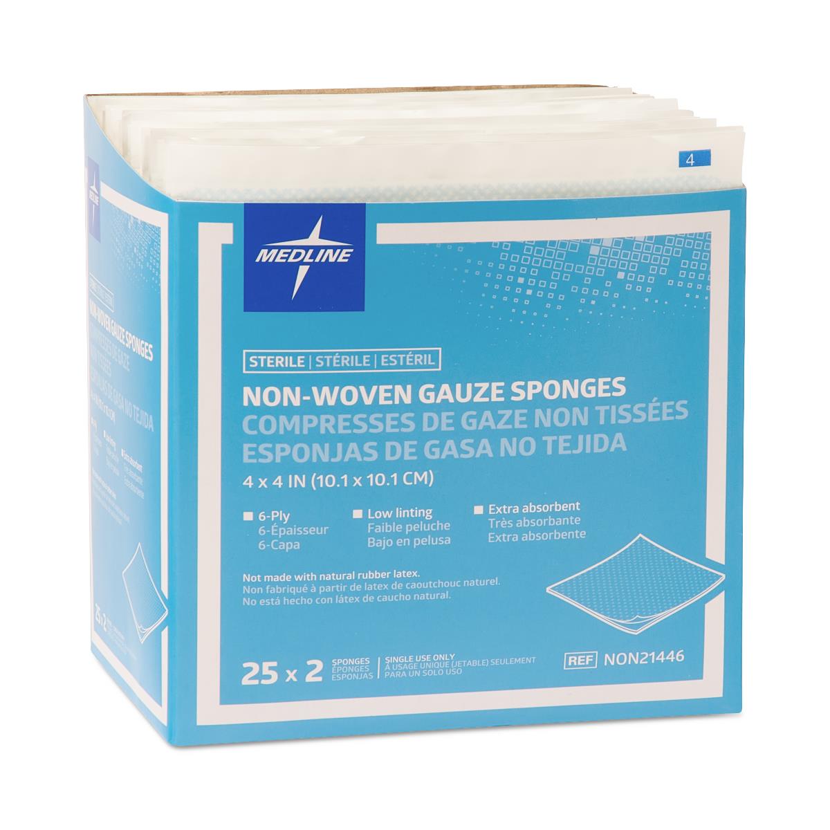 Medline Sterile Non-woven Gauze Sponge, 2-Pack