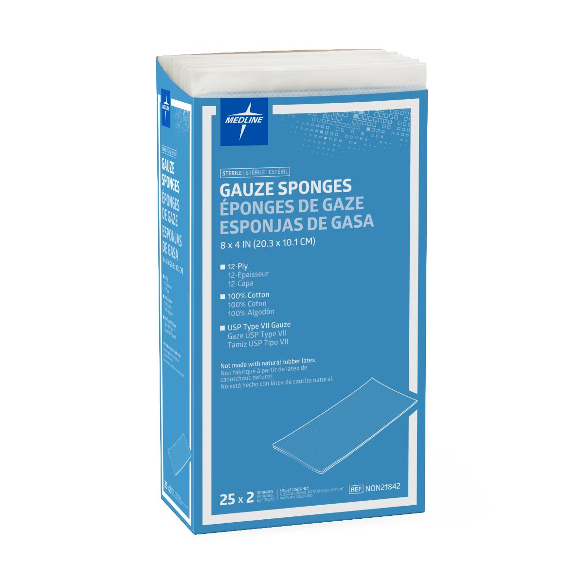 Medline Sterile 100% Cotton Woven Gauze Sponge