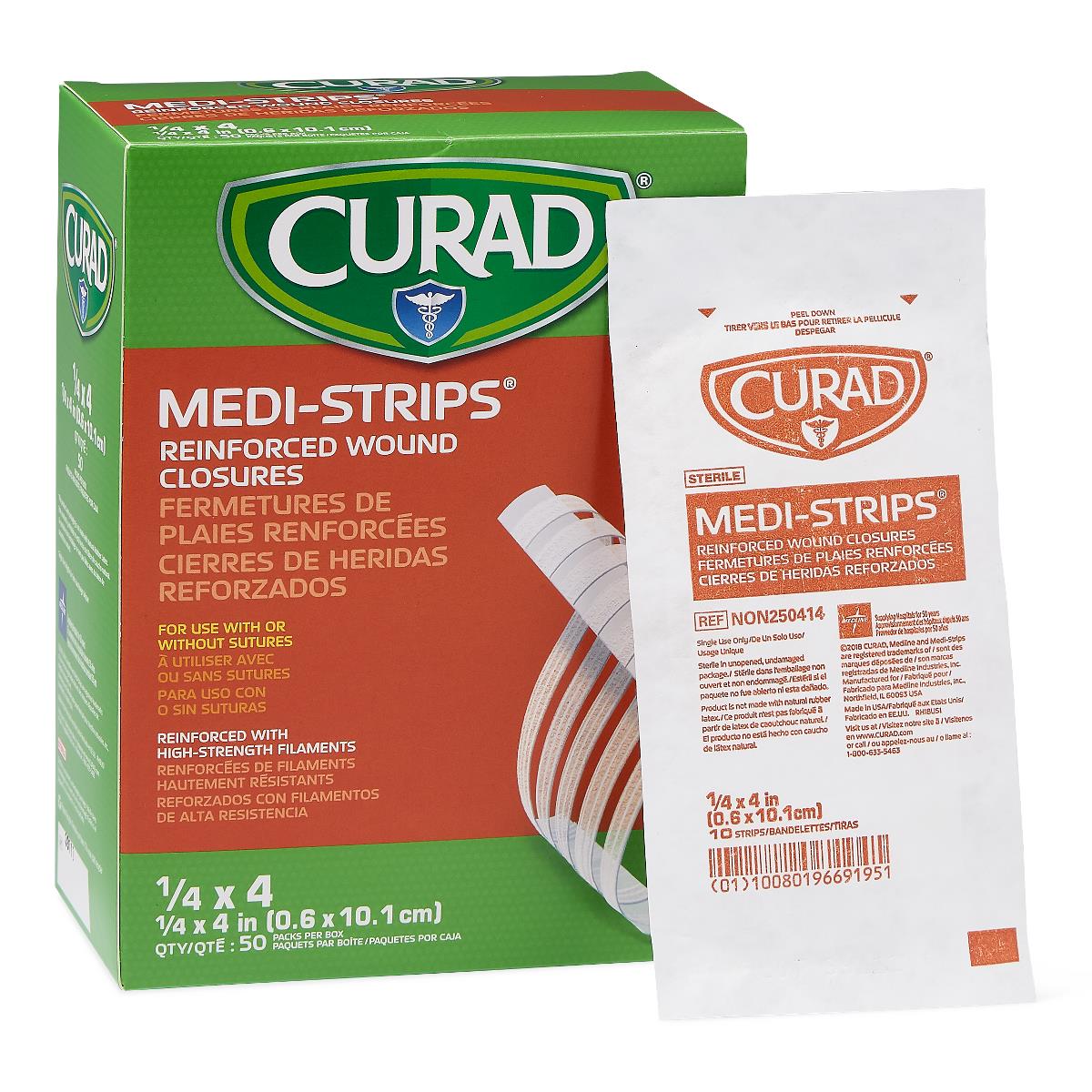 Medistrips Skin Closure Steri-strip 1/4"x4" 10/pack Box/500