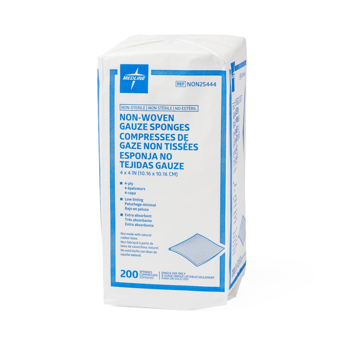 Medline Standard Nonsterile Nonwoven Gauze Sponges 4-Ply