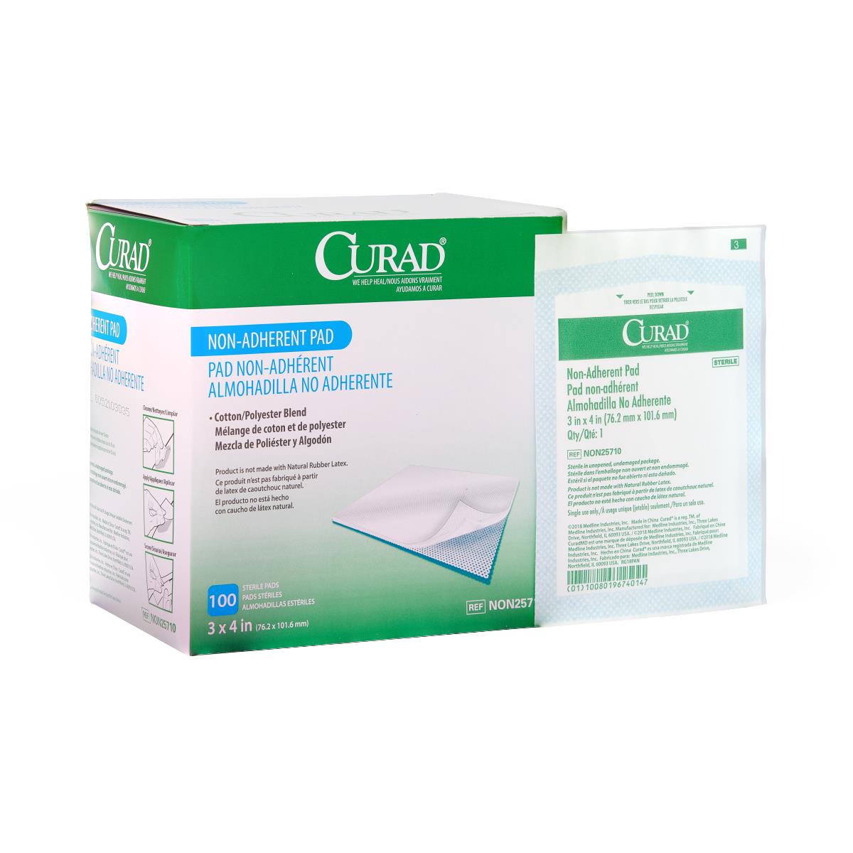 CURAD Sterile Nonadherent Dressing Pads Non-adherent Telfa Type