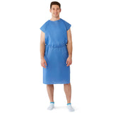Exam Patient Gown With Neck And Waist Ties, Reg/lrg Size, Sleeveless Smsfluid Resistant Latex-free Blue Case/50 Each