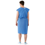 Exam Patient Gown With Neck And Waist Ties, Reg/lrg Size, Sleeveless Smsfluid Resistant Latex-free Blue Case/50 Each