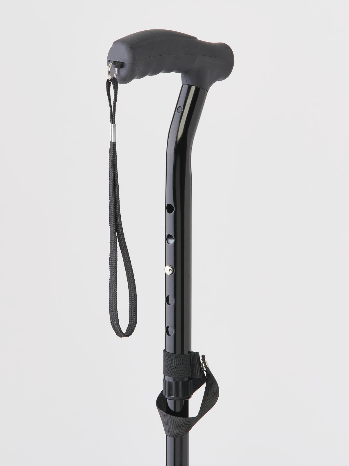 T-handle Folding Cane With 3 Pt Tip And Ergonomic Gel Grip 350lb Weightcapacityblack