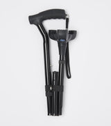 T-handle Folding Cane With 3 Pt Tip And Ergonomic Gel Grip 350lb Weightcapacityblack