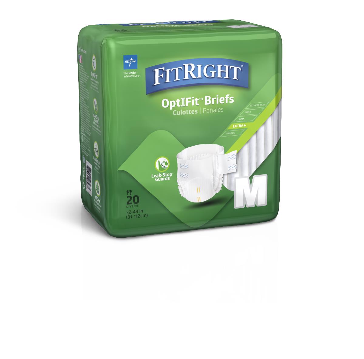 Fitright Plus Adult Briefs Medium Packages Of 20 Case/80 Each