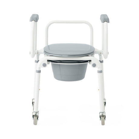 Aluminum Drop-Arm Commode with 4 Locking Casters