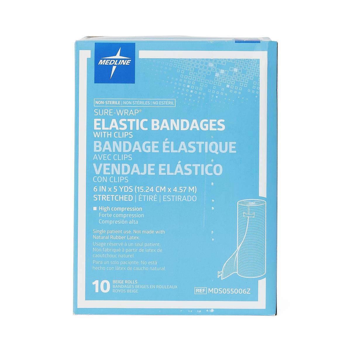 Medline Sure-wrap Wraparound Elastic Bandage With Clips