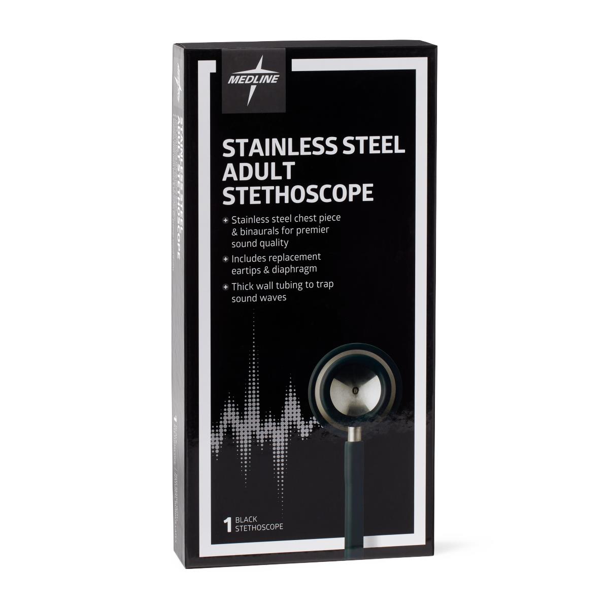 Stethoscope Elite Dual Head Stainless Steel 22" Length Black Each