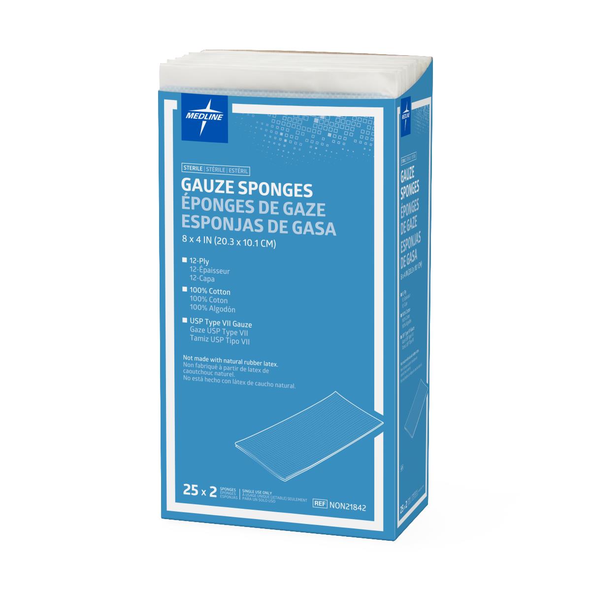 Medline Sterile 100% Cotton Woven Gauze Sponge