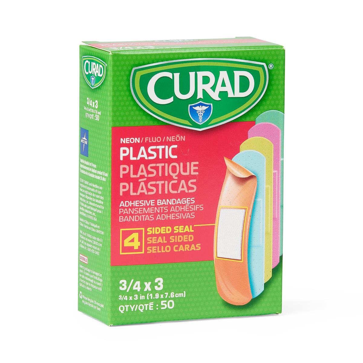 Curad Neon Colour Bandage 3/4" X 3" Assorted Colours Box/50 Each