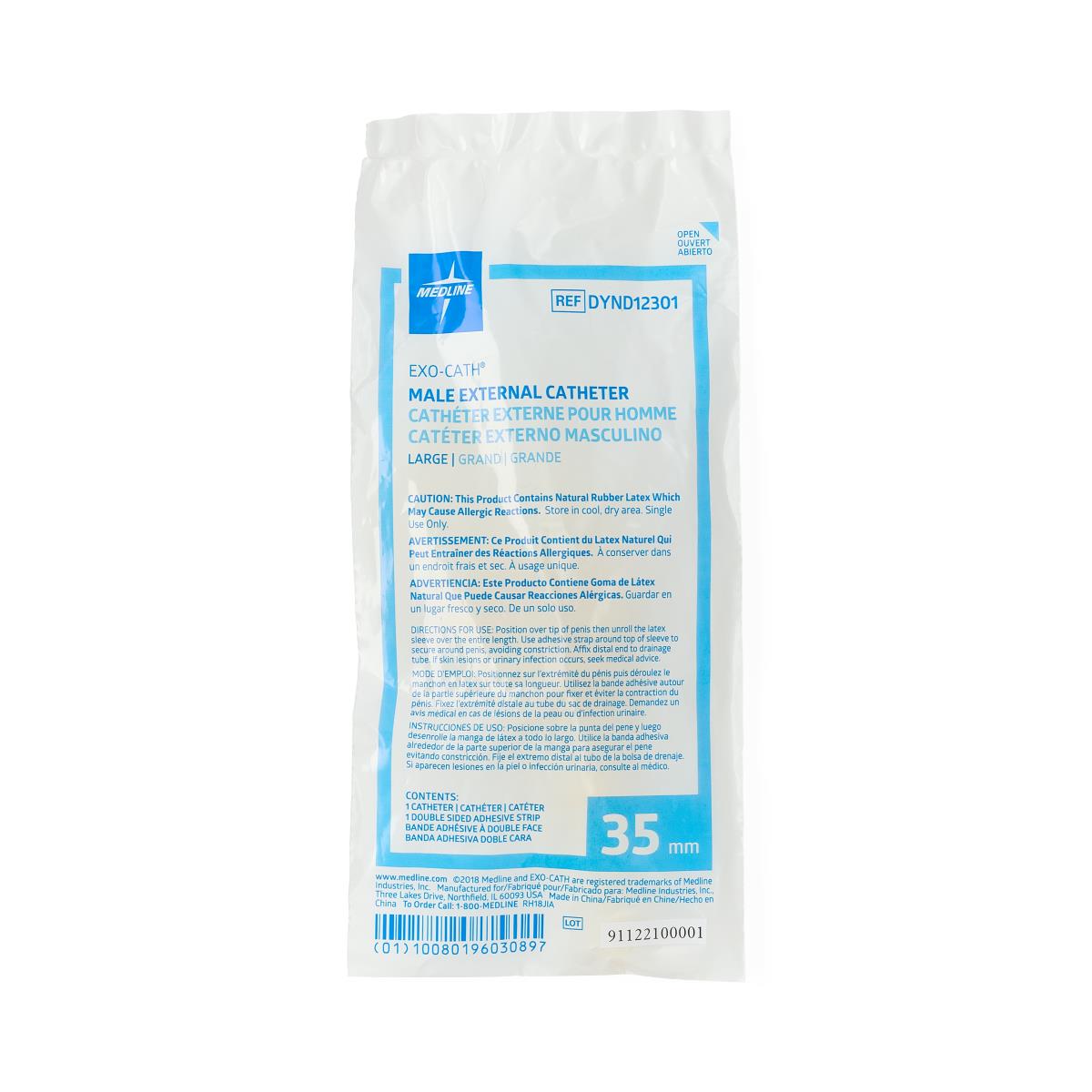 Exo-Cath Latex Male External Catheters With Foam Adhesive Strap