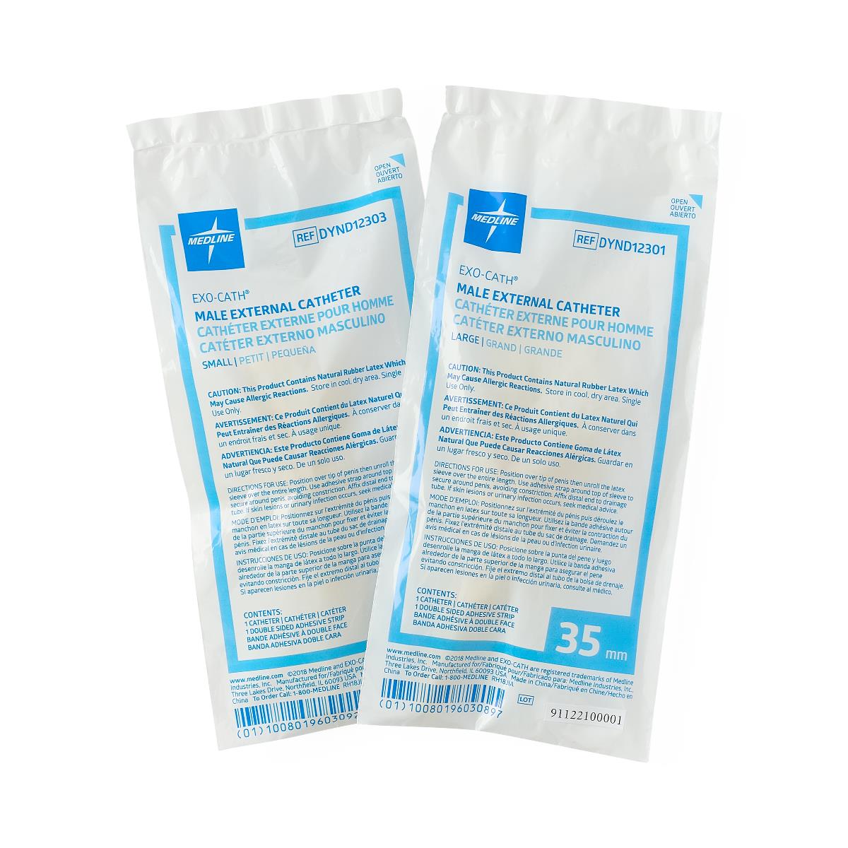Exo-Cath Latex Male External Catheters With Foam Adhesive Strap