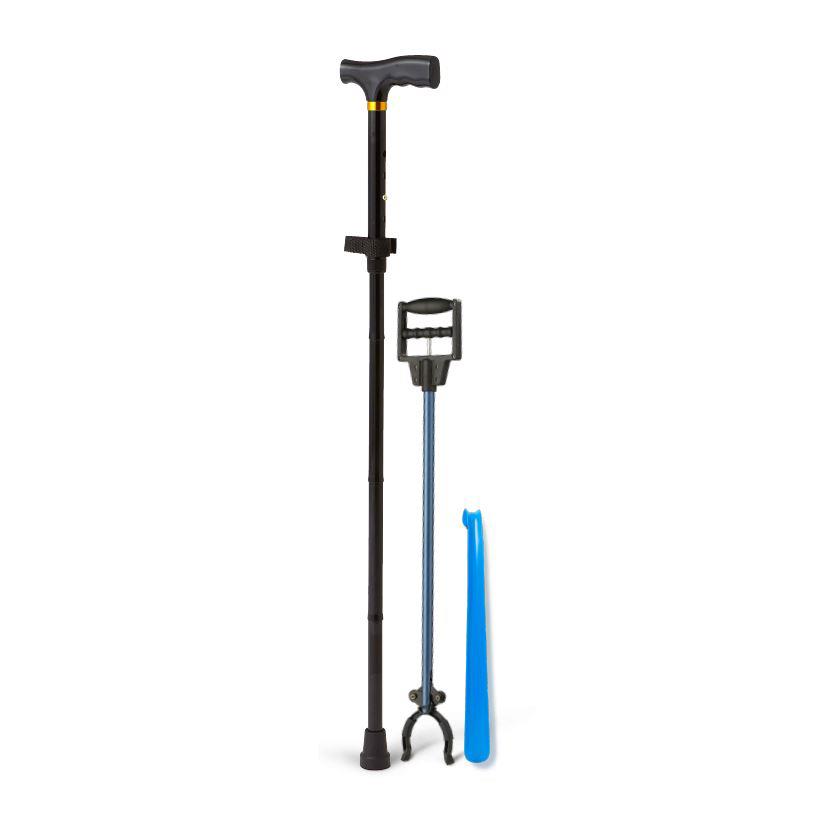 3 Piece Daily Living Aid Kit With Cane (mds86430wh) Reacher (mds86031rceh) And Shoehorn (mdsr020006) Each