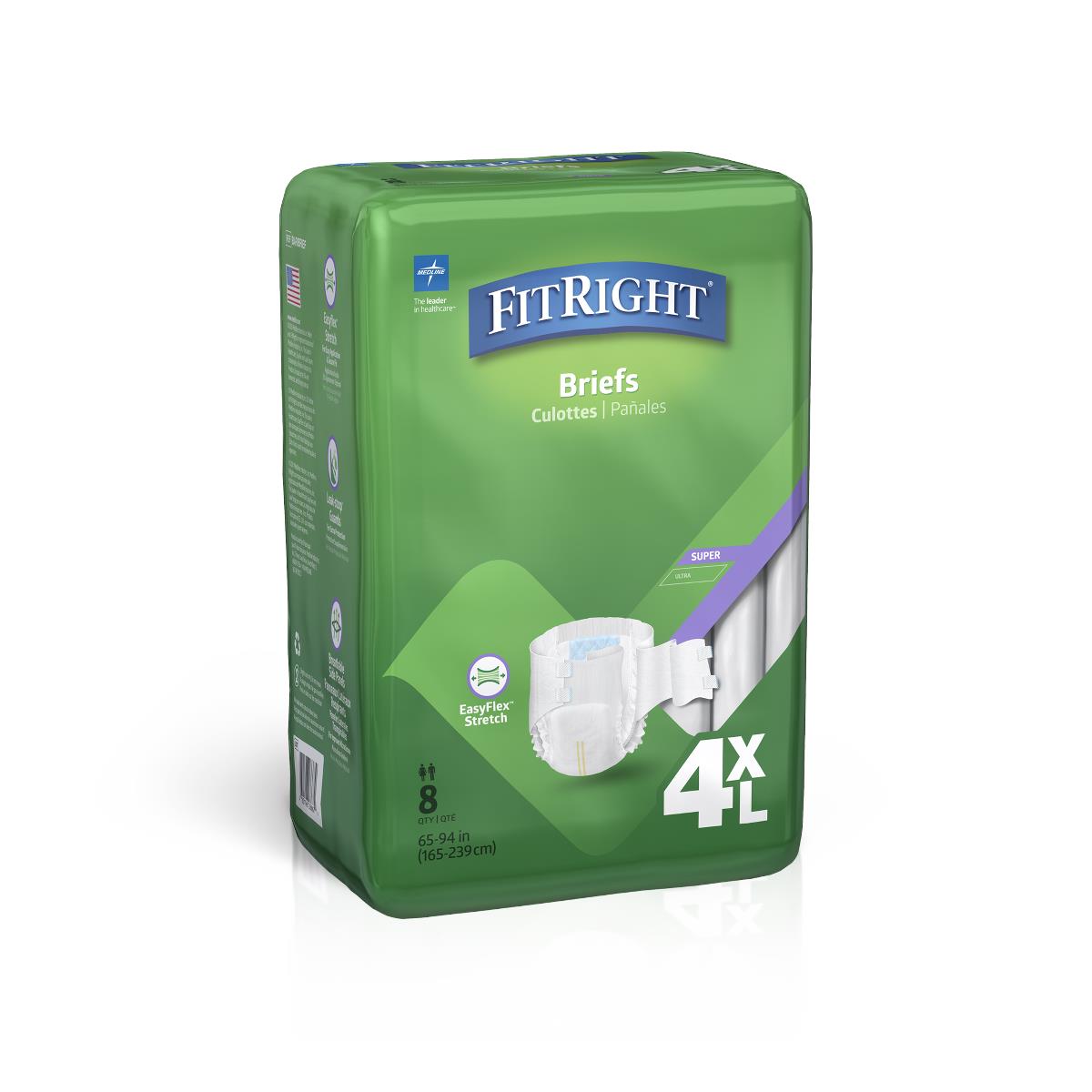 FitRight 4XL Cloth-Like Adult Incontinence Briefs