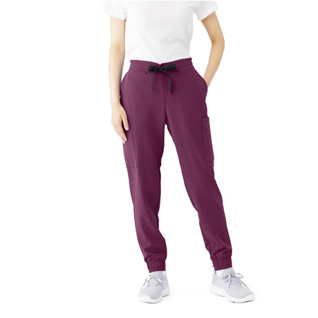 First AVE Women's 7-Pocket Jogger-Style Scrub Pant Wine