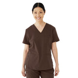 Lexington AVE Women's V-Neck Scrub Tops with 3 Pockets Chocolate