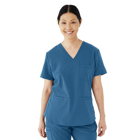 Lexington AVE Women's V-Neck Scrub Tops with 3 Pockets Caribbean Blue