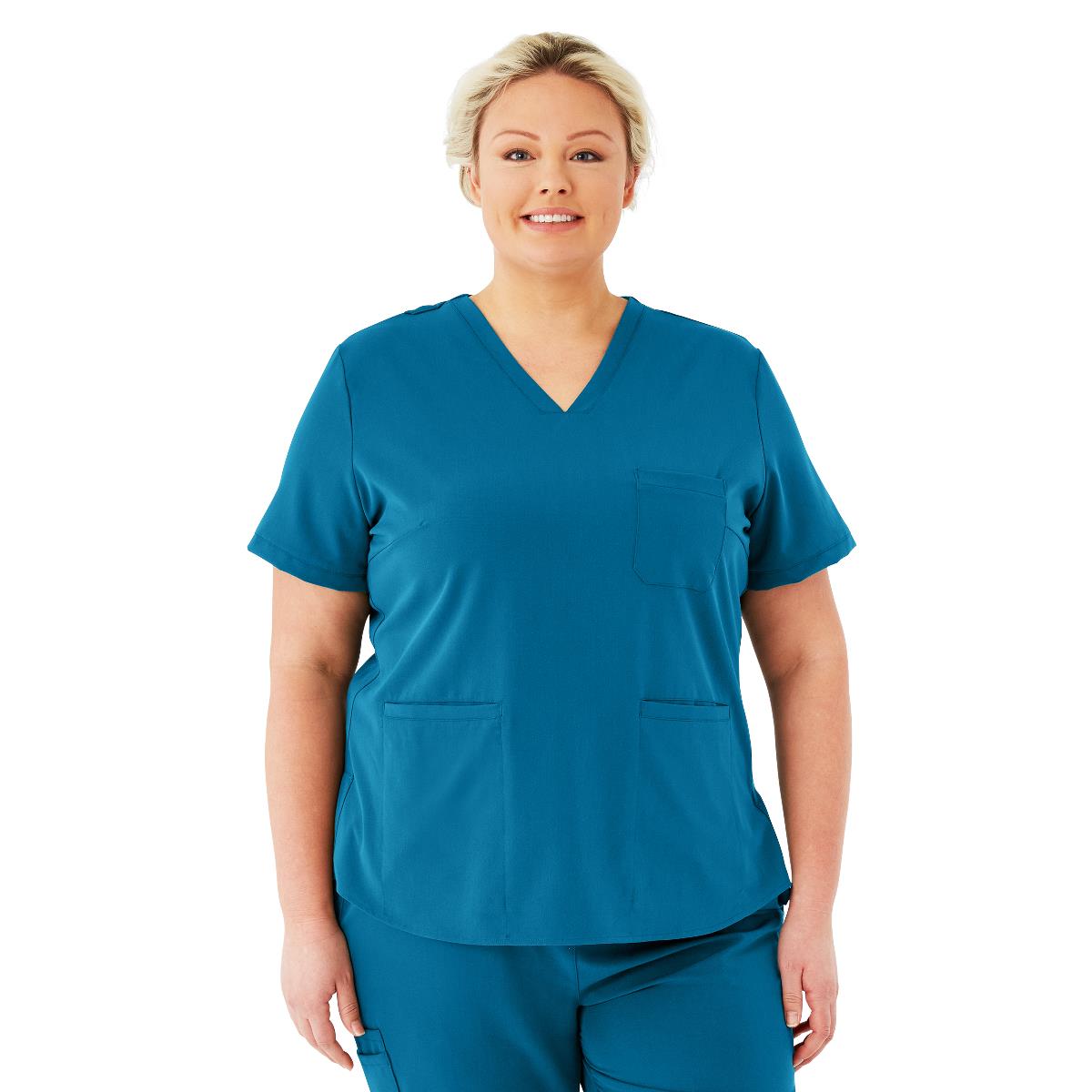 Lexington AVE Women's V-Neck Scrub Tops with 3 Pockets Caribbean Blue